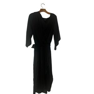 City Chic Black Wrap Midi Dress kimono sleeve Flowy &‎ Elegant Plus 16